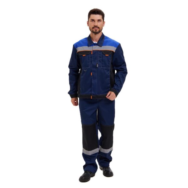 Костюм мужской "Модуль-2" с полукомбинезоном (синий/черный/василёк)