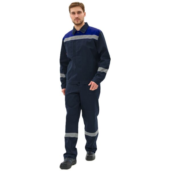 Костюм мужской летний "Липецк-1" СОП с брюками (т.синий/васильковый)