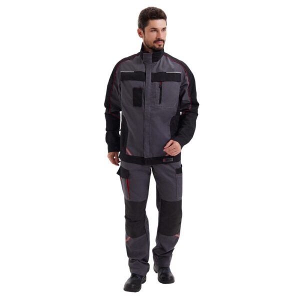 Костюм мужской «Коста» с брюками тк.Tomboy (серый/черный/красный)