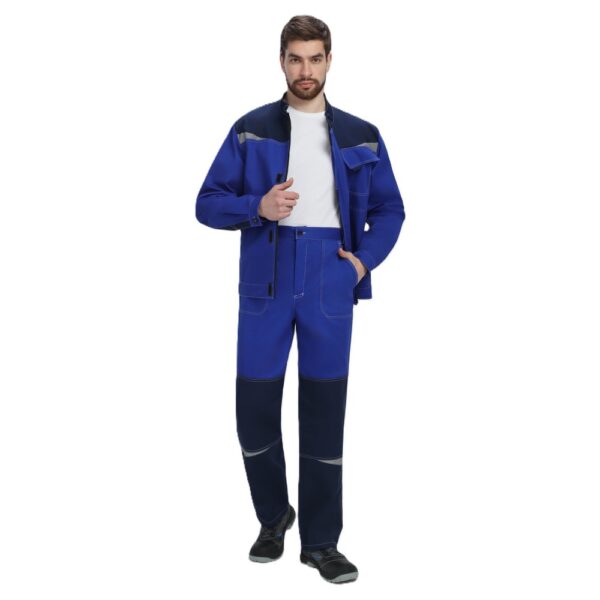 Костюм мужской «Строй 1» с брюками (васильковый/т.синий)