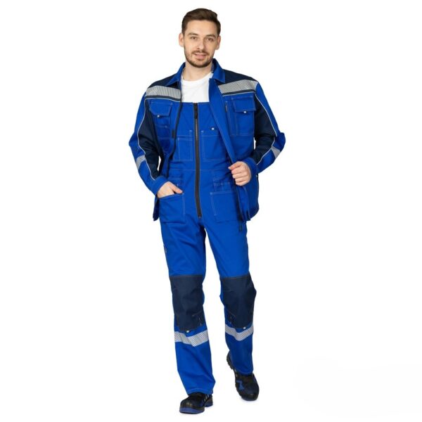 Костюм мужской "Бренд 2 Корпоратив" СОП с полукомбинезоном (василек/т.синий)