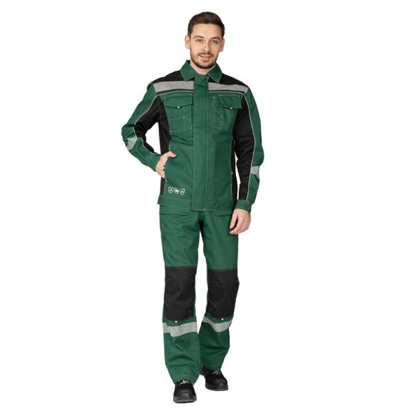 Костюм мужской "Бренд 2 Корпоратив" СОП с полукомбинезоном (зеленый/черный)