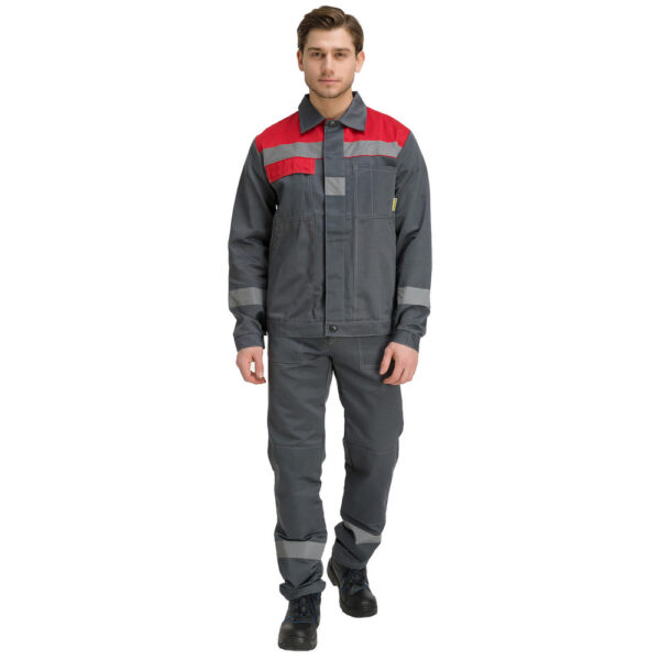 Костюм мужской "Чикаго" с брюками (т.серый/красный)