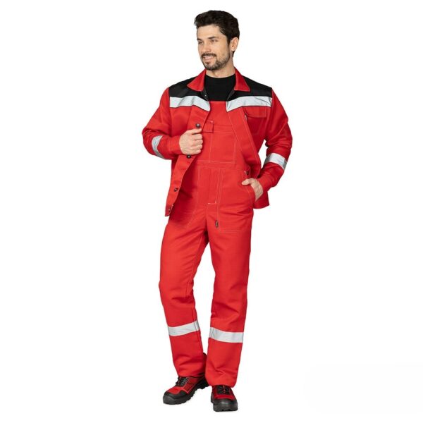 Костюм мужской "Пантеон-2" с СОП с полукомбинезоном (красный/черный)