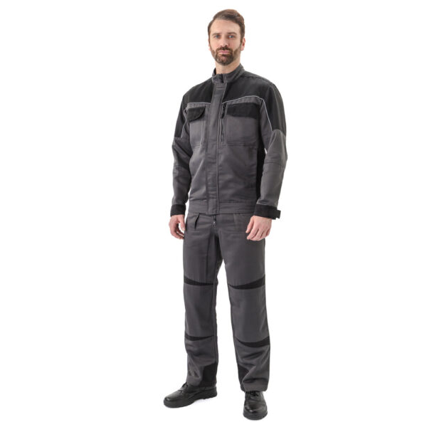 Костюм мужской летний «Новатор» с полукомбинезоном (т.серый/черный)