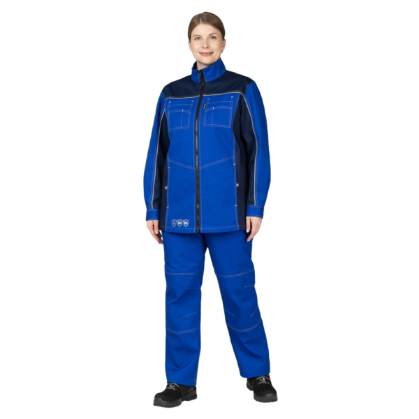 Костюм женский "Бренд-1" с удлинённой курткой (василек/т.синий)