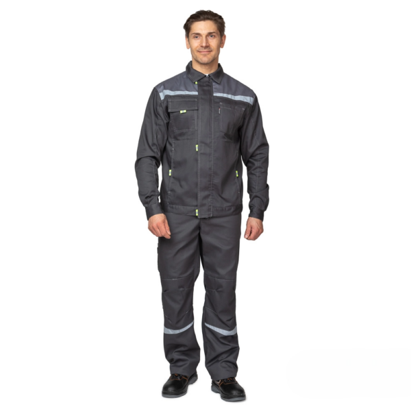 Костюм мужской "Профессионал 2" СОП с полукомбинезоном (т.серый/серый)