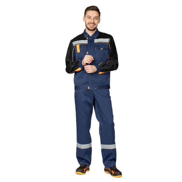 Костюм мужской "Уни-Спец 2" СОП с полукомбинезоном (т.синий/черный)